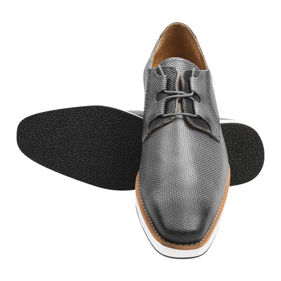 LIBERTYZENO Mens Grey Leather Tread Design Oxford Dress Shoes main image 7